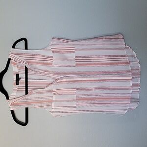 Sanctuary Girly Shirttail Hem pink/ white Split Back Button Up Blouse Top Small